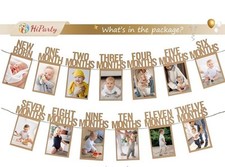 One To 12 Month Picture Banner. White String And Adhesive Included