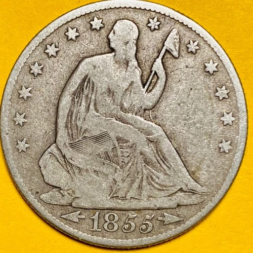 1855-O (Arrows) U.S. SEATED LIBERTY SILVER HALF DOLLAR 50c COIN (Fine)