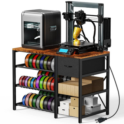 3D Printer Stand with Filament Storage Rack, 3D Printer Table with Power Outlet
