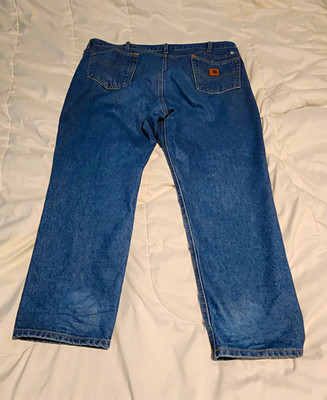 Carhartt Men's Blue Denim Straight Leg Jeans Regular Fit Medium Wash Logo