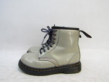 Dr. Martens Little Kids Youth Sz 9 Taupe Glitter Lace Up Zip 8 Eye Ankle Boots