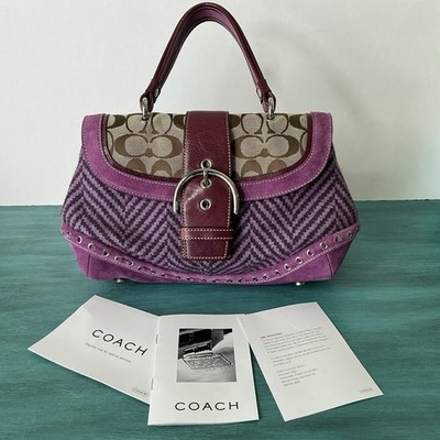 COACH Vintage Y2K SoHo Signature C Purple Tweed Top Handle Bag