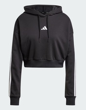 adidas Women's Black Essentials 3-S French Terry Sportswear Hoodie JE0017 Sz L