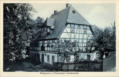 Postcard Lichtenwalde Niederwiesa Saxony, restaurant and butcher shop... - 5061691