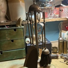 Vintage Brass Fireside Companion Set Sizes In The Description