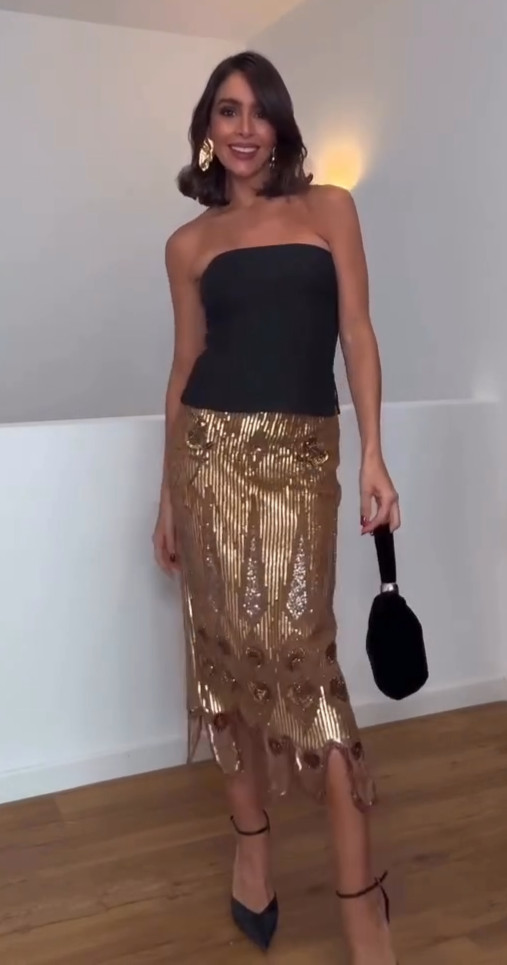 Zara Embroidered Skirt ZW Collection Limited Edition Gold Size S 7521/616 New image 4