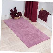 Reversible Long Bath Mat - 60x24-Inch Plush Cotton Bathroom Runner - Rose