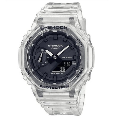 Casio G Shock GA-2100SKE-7AER Uhr transparentes Armband schwarzes Ziffernblatt UVP 109,00 £