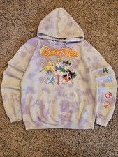 Sailor Moon Hoodie Pullover Sweatshirt Purple Tie Dye Anime Manga Graphic Small