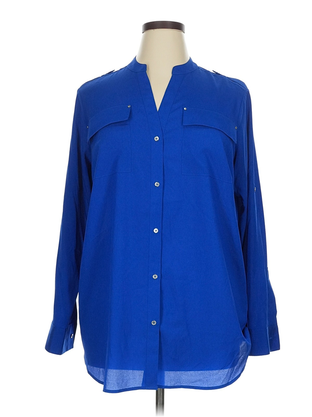 Calvin Klein Women Blue 3/4 Sleeve Blouse 0X Plus