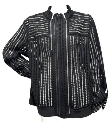 FL Weekend FRANK  LYMAN Black Off-Center  Zipper Bomber Jacket XL Career Office
