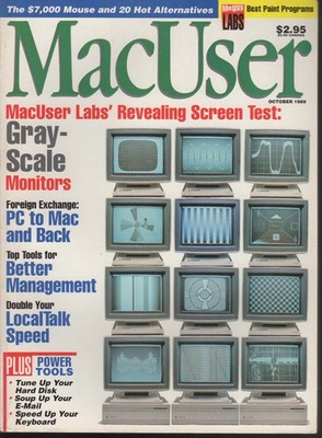 MacUser magazine Oct 1989 gray-scale monitor lab tests
