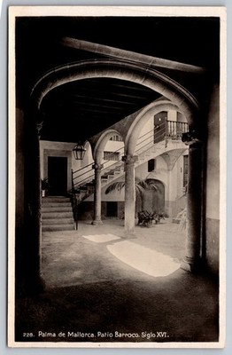 Palma de Mallorca Baroque Patio Spain Siglo XVI Vintage Postcard