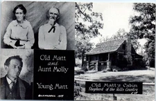 1939 Old Matt & Aunt Molly Old Matt's Cabin Branson Missouri Real Photo Postcard