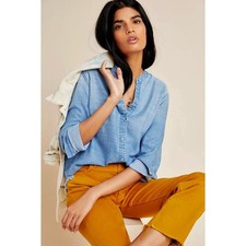 Anthropologie Shirt Women's Size XS Cloth & Stone Chambray Caffrey Button Down