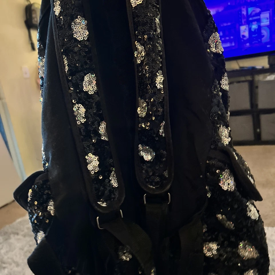 Victoria's Secret PINK Bling Ink Slate SEQUINS  IRRIDESCENT Backpack USED 1X - Image 4 of 4