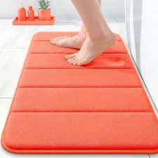 OLANLY Memory Foam Bath Mat 24x16, Super Soft Absorbent 24" X 16", Coral