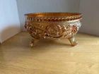 Imperial Carnival Glass Bowl Marigold Salad Candy Footed Rose Iridescent Vintage