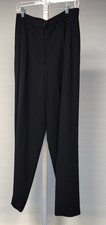CHANEL Boutique 98P Black Wool Pants Silk Lined CC Button France 46 NWT