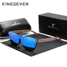 Vintage Men's Glasses Walnut Wooden Sunglasses UV400 Protection Fashion Square S