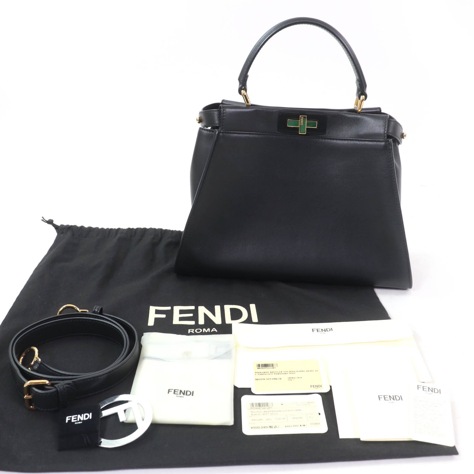 FENDI Handbag Peek-a-boo regular 2WAY Shoulder black Nappa leather Women 8BN290 thumbnail 2