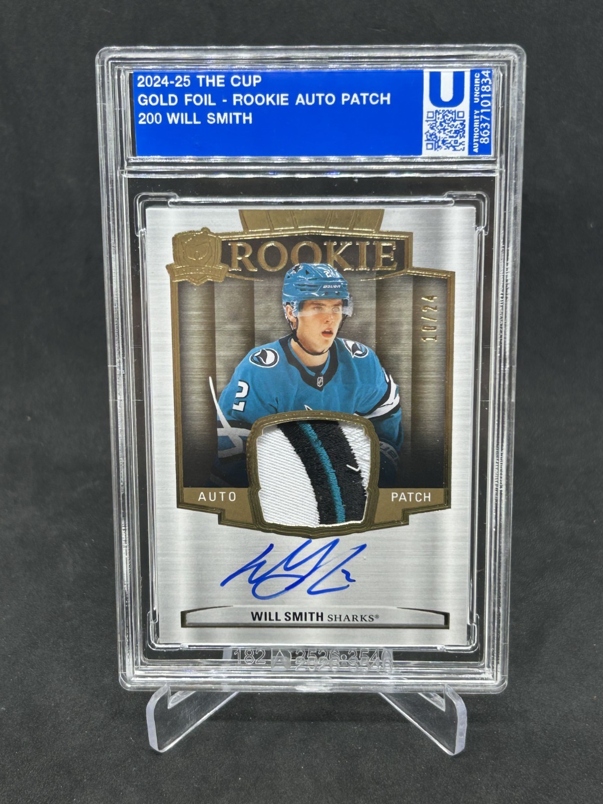 2024-25 Upper Deck The Cup Will Smith Rookie Gold Foil Patch Auto /24 #200