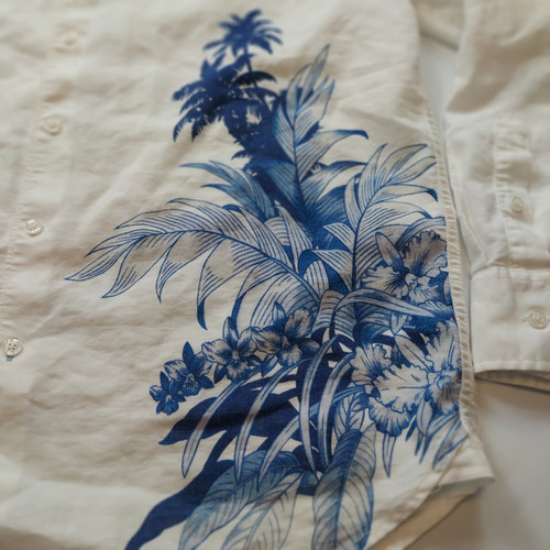 Tommy Bahama Shirt Men's Large White Floral Print Linen Outdoor Long Sleeve - Picture 2 of 17