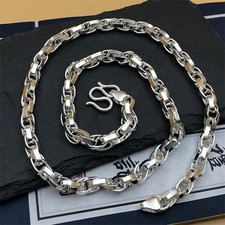 Pure 999 Fine Silver Chain Men Women 6mm 7mm Twist Square Singapore Necklace