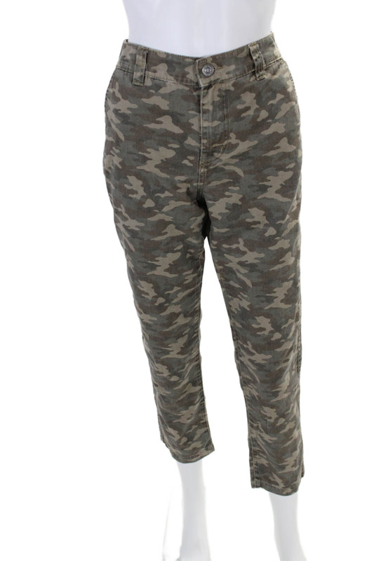 Current/Elliott Womens Cotton Camouflage Straight Leg Jeans Green Size 27