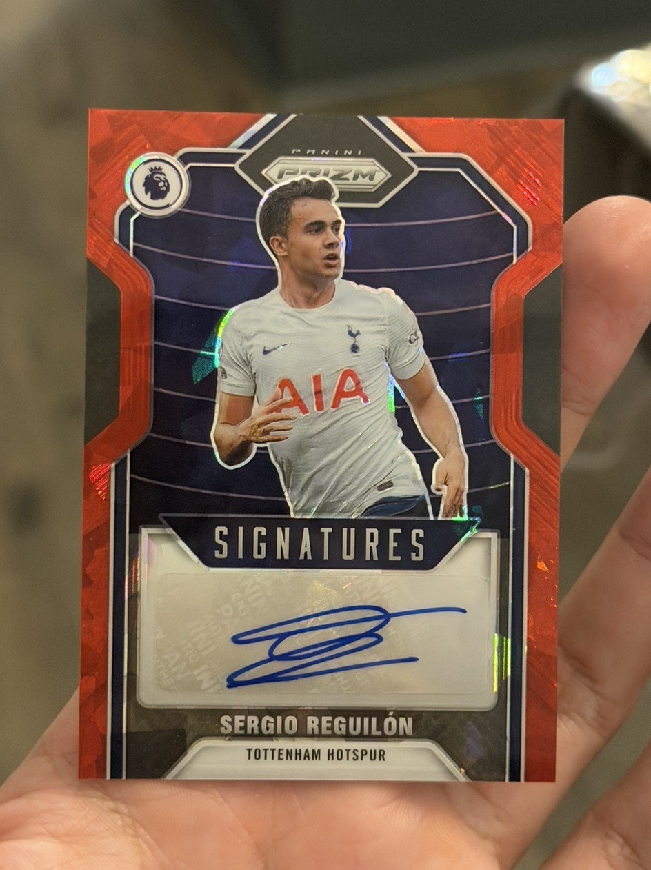 2021-22 Panini Prizm Sergio Reguilon Red Ice Auto Tottenham Hotspur EPL 