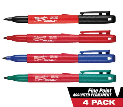 Multi-Colored Fine Point Jobsite Permanent Markers 4-Pack - High-Quality Markers