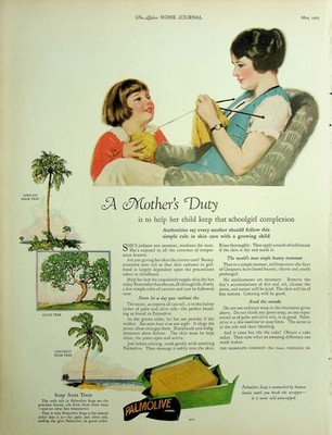 Original 1925 Vintage Health & Beauty Ad: Palmolive, A Mother's Duty