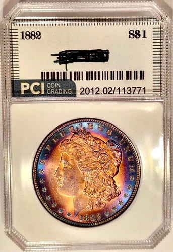 1882-P Better Date Gem BU ++ Rainbow Color Toned Mark Free Pristine Morgan