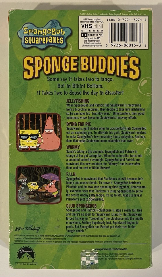 Nickelodeon SpongeBob SquarePants Sponge Buddies (VHS, 2002) Nickelodeon Cartoon - Image 2 of 3
