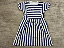 Naggoo Dress Women Medium Blue Striped Short Sleeve Mini Pockets Polyester Blend