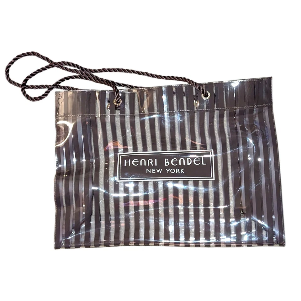 Raro Bolso de Mano Henri Bendel Nueva York Icónico Coleccionista PVC Rayas EXCELENTE Foto 3 de 4