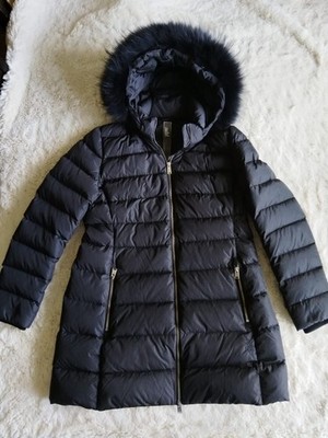 ADD Down Women's Fur Trim Hooded Puffer Jacket - Black - Size 50 (US 12)