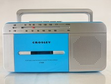 Crosley CT102 Cassette Recorder AM/FM Radio Blue  NO POWER CORD