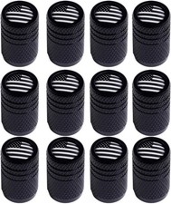 Stem Caps Tire Valve Stem Cap Cover 12PCS Universal Aluminum Alloy -Black