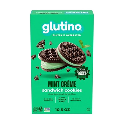 Glutino Gluten Free Mint Flavored Sandwich Cookies, Gluten Free Snacks, 10.5 Oz.