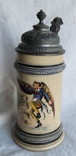 Vtg German Beer Stein Der Schneider Von Ulm Flying Man W/ Wings & Scissors 1/2L