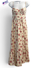 ASTR The Label Ivory Red Floral Pleated Midi Dress Strappy Size Large Q.A.P