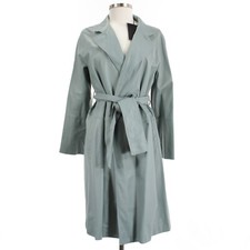 Hettabretz Nwt Lambskin Leather Trench Coat W/ Belt Size 40 (~us S/m) Solid Blue