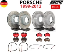Front & Rear Rotors & Brake Pad Sets with Sensors For 1999-2012 Porsche Vehicles