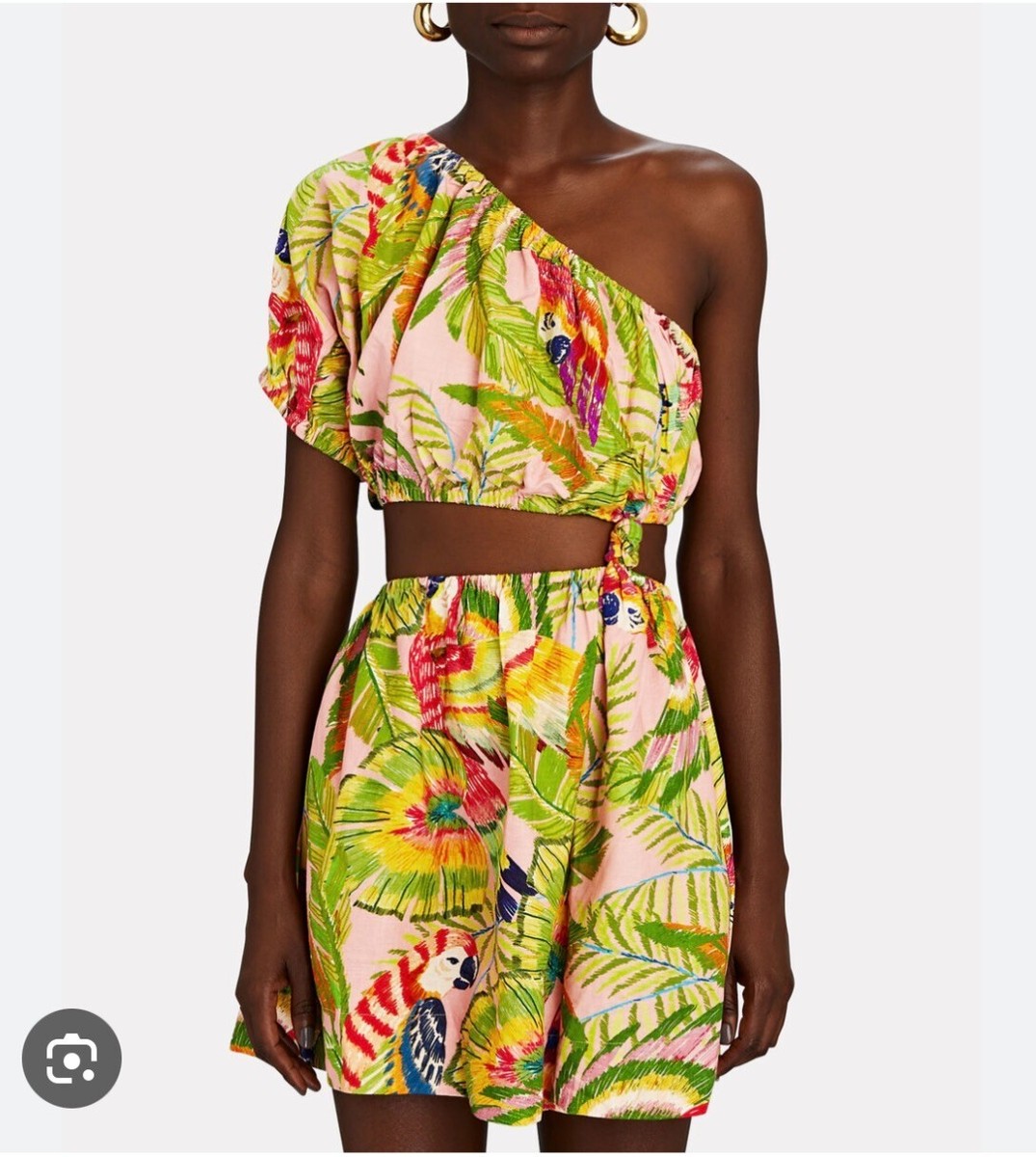 New Farm Rio Macaw Leaves One Shoulder Mini Dress Size S NWT $165 | eBay