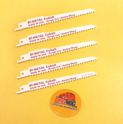 Drill Hog  6'' Reciprocating Saw Blade COBALT M42 6x6 TPI Sawzall Blade 5 Pcs USA