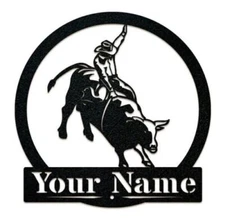 Customized Metal Bull Rider Farmhouse Ranch Name Address Sign Decorative Gift