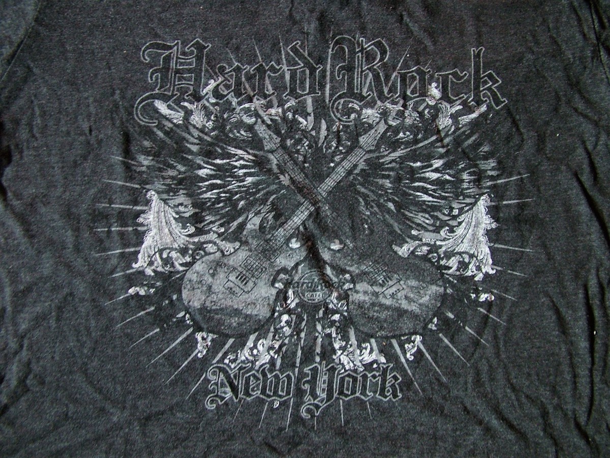 T shirt HARD ROCK CAFE New York NY chitarra alata vintage nero