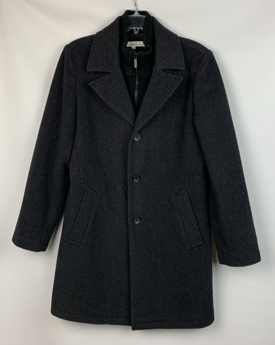 ALTRA Giacca lana Kenneth Cole New York nera tasche a spina di pesce trapuntata foderata taglia S