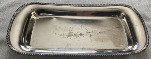 Plateau à pain vintage Poole Silver Company 12,5 pouces décor plaqué argent EPNS #1057 - Photo 1/9